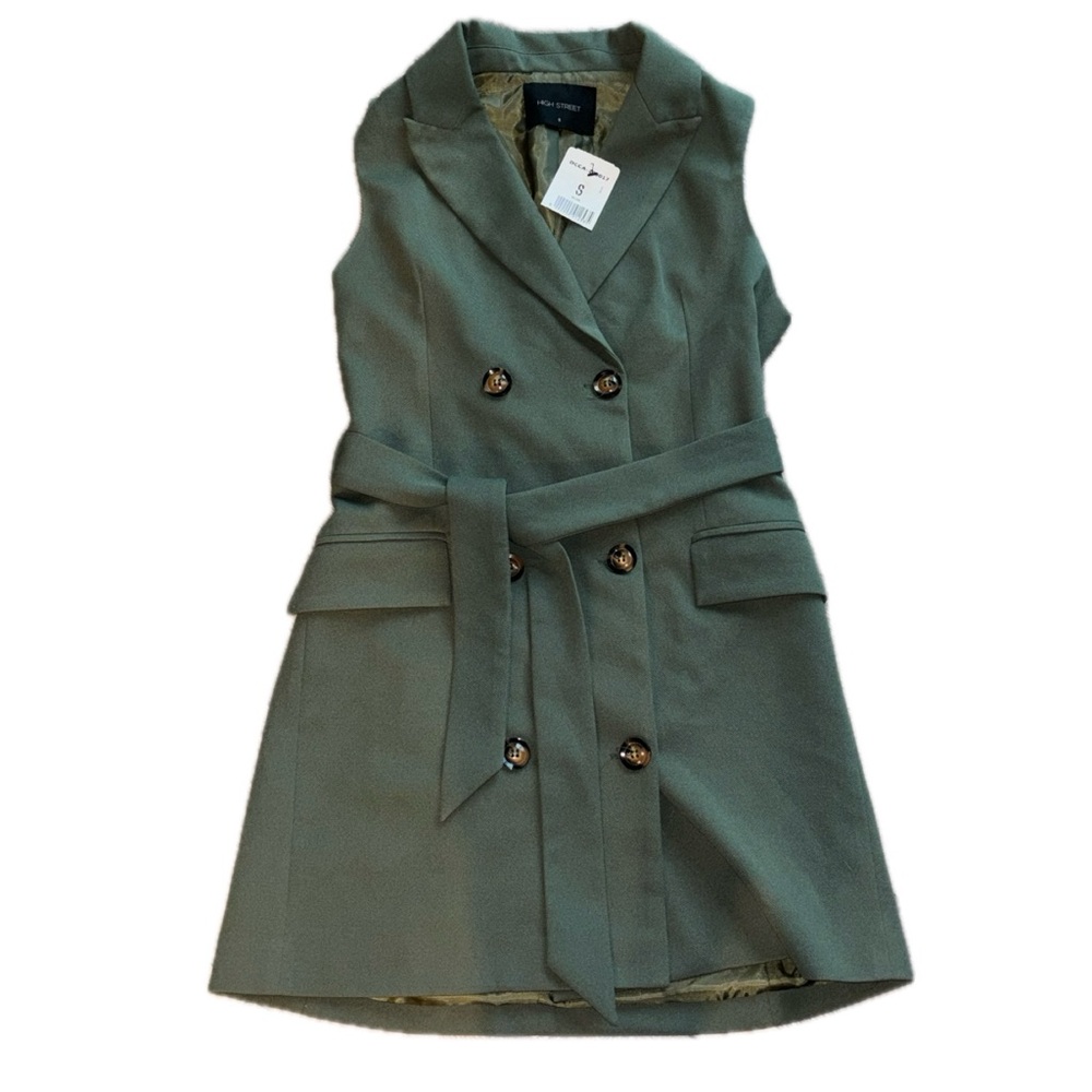 High Street Army Green Double Breasted Blazer Dress Size Small